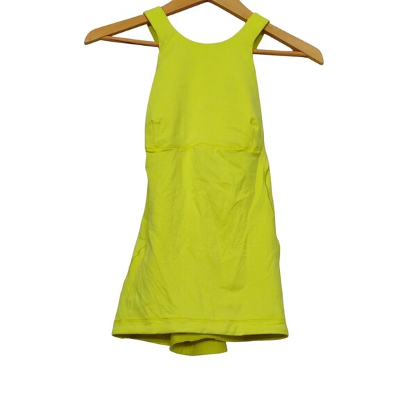 Women Lululemon Solid Neon Green Built-In Bra Top Tennis Workout Sleeveless‎ 4 - Picture 1 of 5